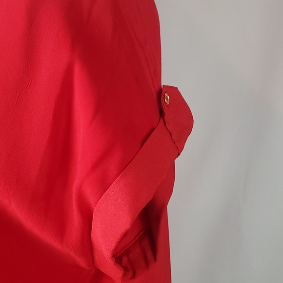 CALVIN KLEIN RED ROLL-SLEEVE TOP SIZE SMALL - Picture 6 of 11